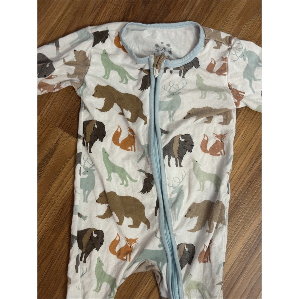 Kickee Pants Baby Boys 6-9 Months Forest Animals Bamboo Footed Sleeper Pajamas - Picture 2 of 5